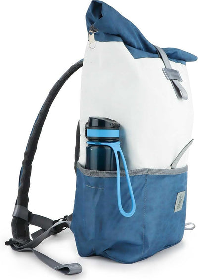 360° Grad Lotse Canvas Backpack Unisex with Blue Bar Canvas Bag Maritime Weatherproof, multicoloured