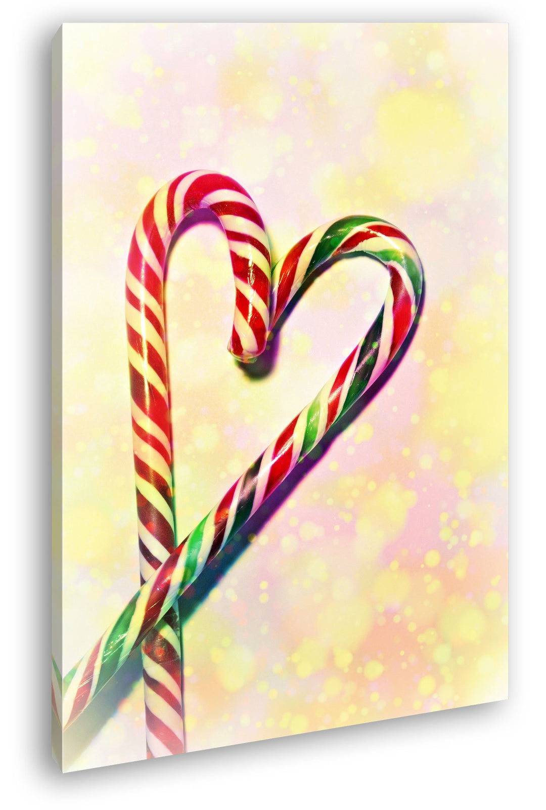 deyoli Zwei bunte Zuckerstangen formen ein Herz Format: 100x70 als Leinwand, Motiv fertig gerahmt au
