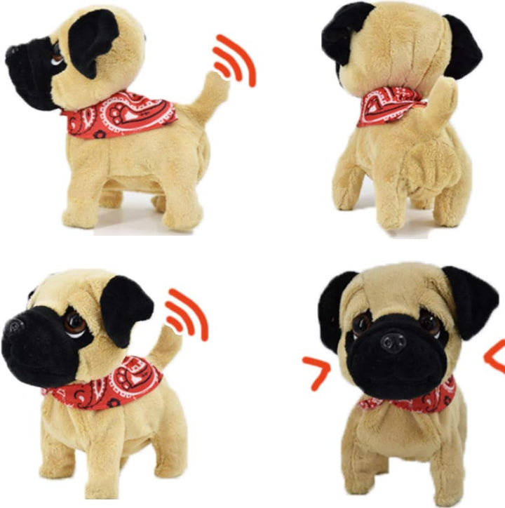 WEofferwhatYOUwant Mops Welpe - Roboterhund - Plüsch Hund läuft bellt - Authentische Geräusche - Int