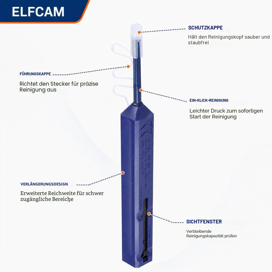 Elfcam® - Glasfaser Reinigungsstifte, LWL Reinigungsstift für LC/SC/FC/ST/ E2000 Steckverbindungen,
