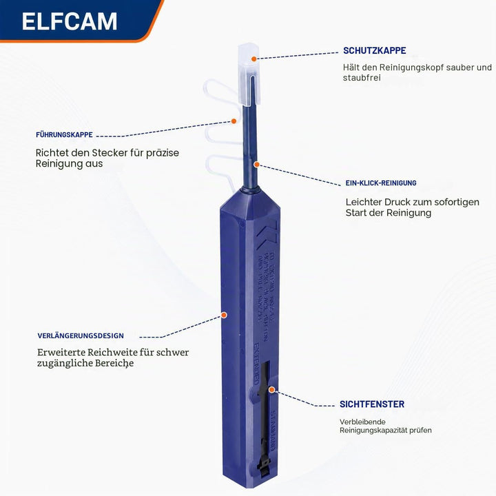 Elfcam® - Glasfaser Reinigungsstifte, LWL Reinigungsstift für LC/SC/FC/ST/ E2000 Steckverbindungen,