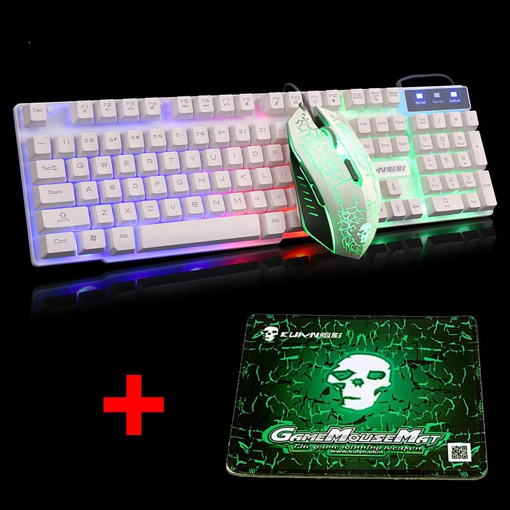 UrChoiceLtd Meyying T6 Regenbogen Hinterleuchtet Multimedia USB Spiel Tastatur + 2400DPI 6 Tasten Op