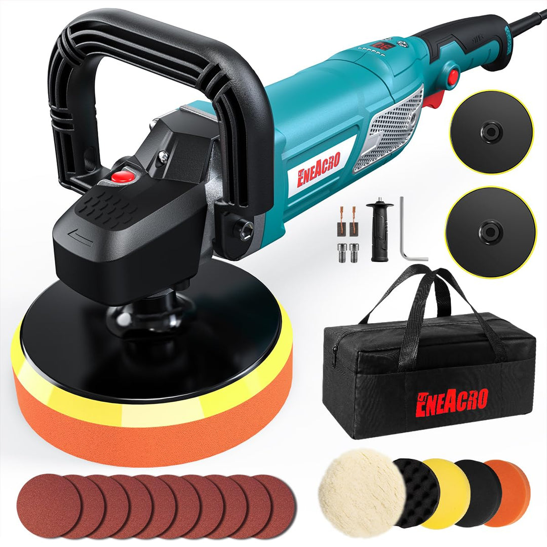 ENEACRO Poliermaschine, 1800W Polierer Variable Geschwindigkeit mit LCD-Anzeige, D-Griff und Seiteng