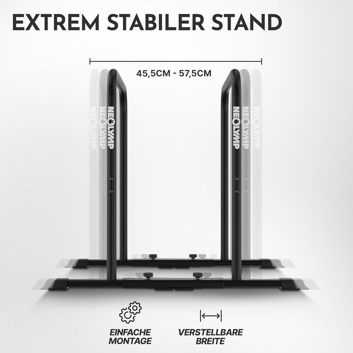 NEOLYMP Dip Barren Calisthenics Equipment – 400kg belastbare Dip Station mit E-Book - verstellbare B