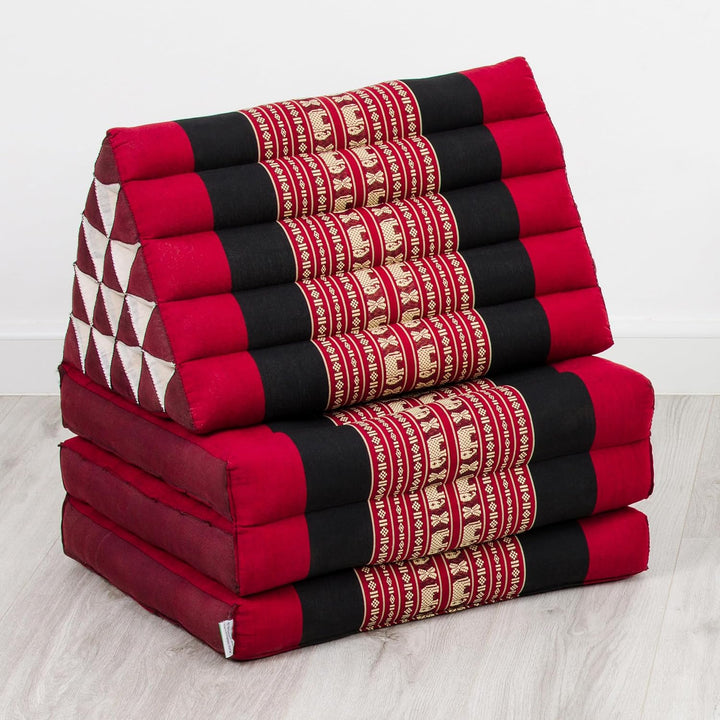 livasia Thaikissen 3 Auflagen extrahoch - 185x55x8cm - Dreieckskissen mit Klappmatratze, Kapok, Jumb