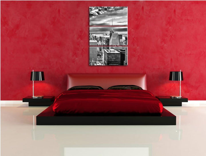 Pixxprint Skyline New York als Leinwandbild/Grösse: 3 Teilig (120x80) cm/Wandbild/Kunstdruck/fertig