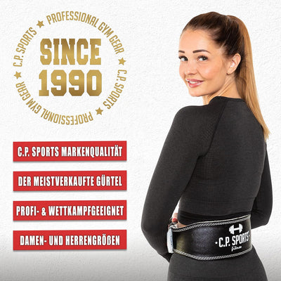 C.P.Sports Gewichthebergürtel XXS - 6XL | Trainingsgürtel aus Leder - gepolstert | Gürtel für Gewich