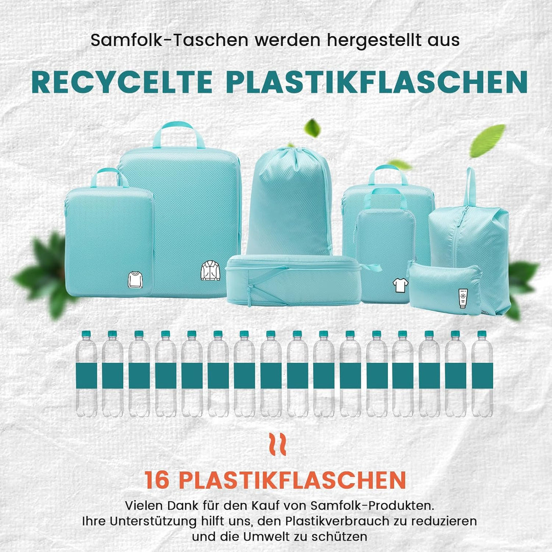 Packing Cubes Compression 8 Stück Koffer Organizer,Wasserdicht PackwüRfel Packtaschen Kompression, T