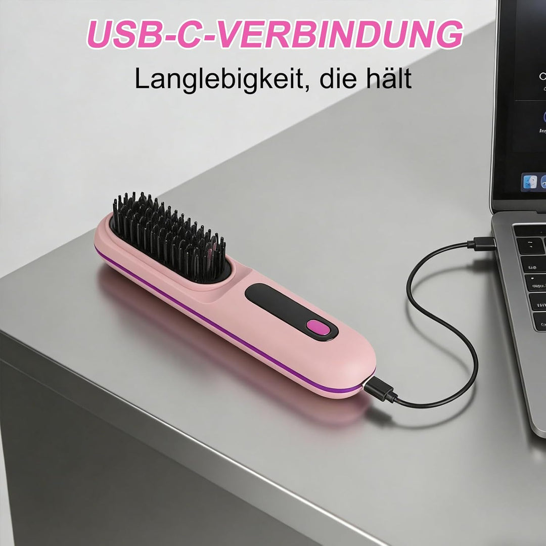 Stylingbürste für kurze Haare kabellos Haarglätter Bürste, Haarglätterbürste, tragbare Haarbürste el