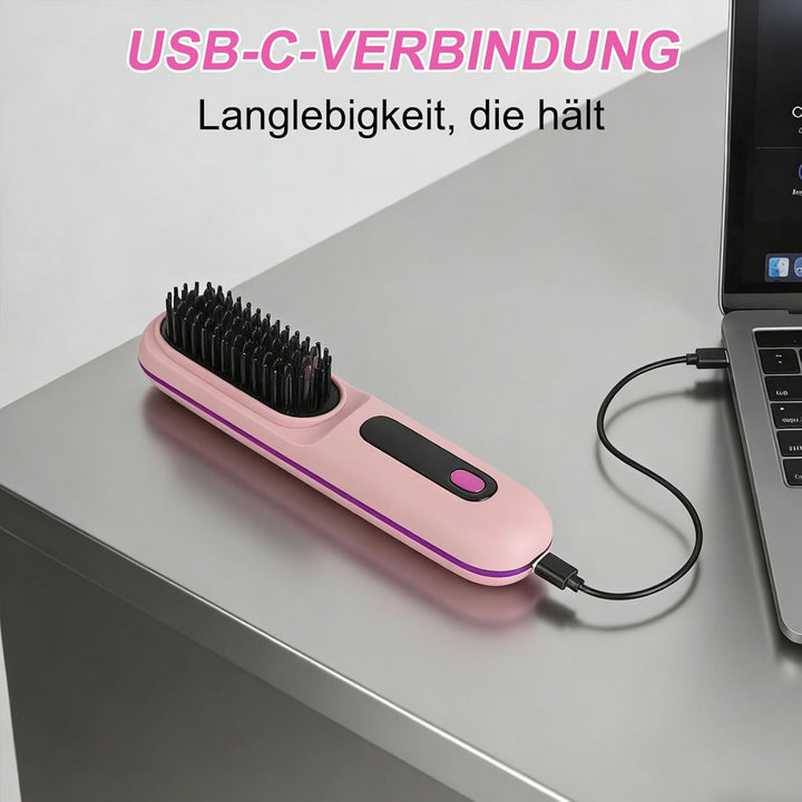 Stylingbürste für kurze Haare kabellos Haarglätter Bürste, Haarglätterbürste, tragbare Haarbürste el