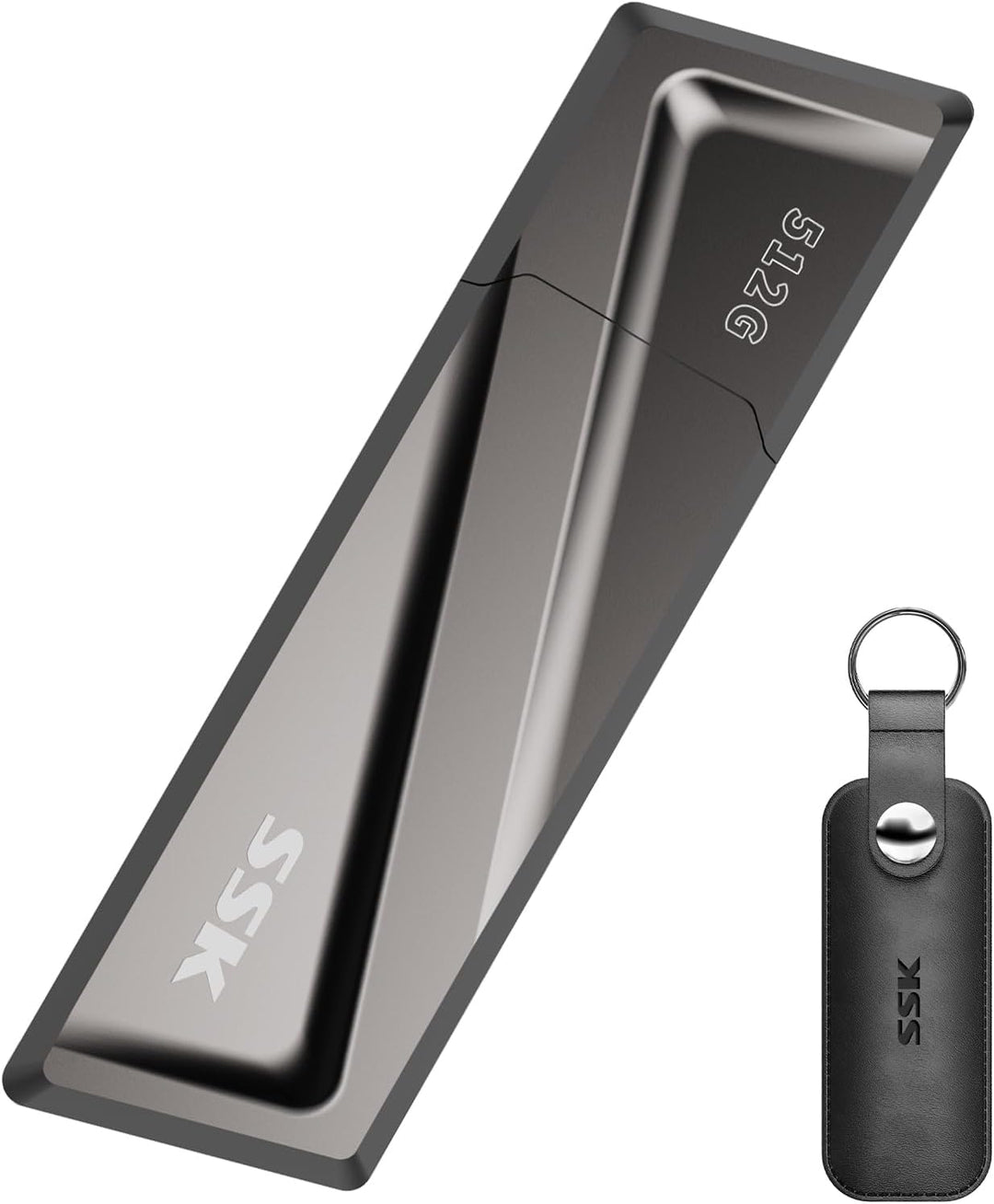 SSK USB3.2 SSD Stick 512GB, High Speed bis zu 550MB/s Extreme Schneller USB-Stick + USB-C Adapter Ex