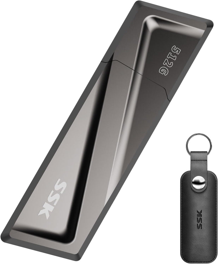 SSK USB3.2 SSD Stick 512GB, High Speed bis zu 550MB/s Extreme Schneller USB-Stick + USB-C Adapter Ex