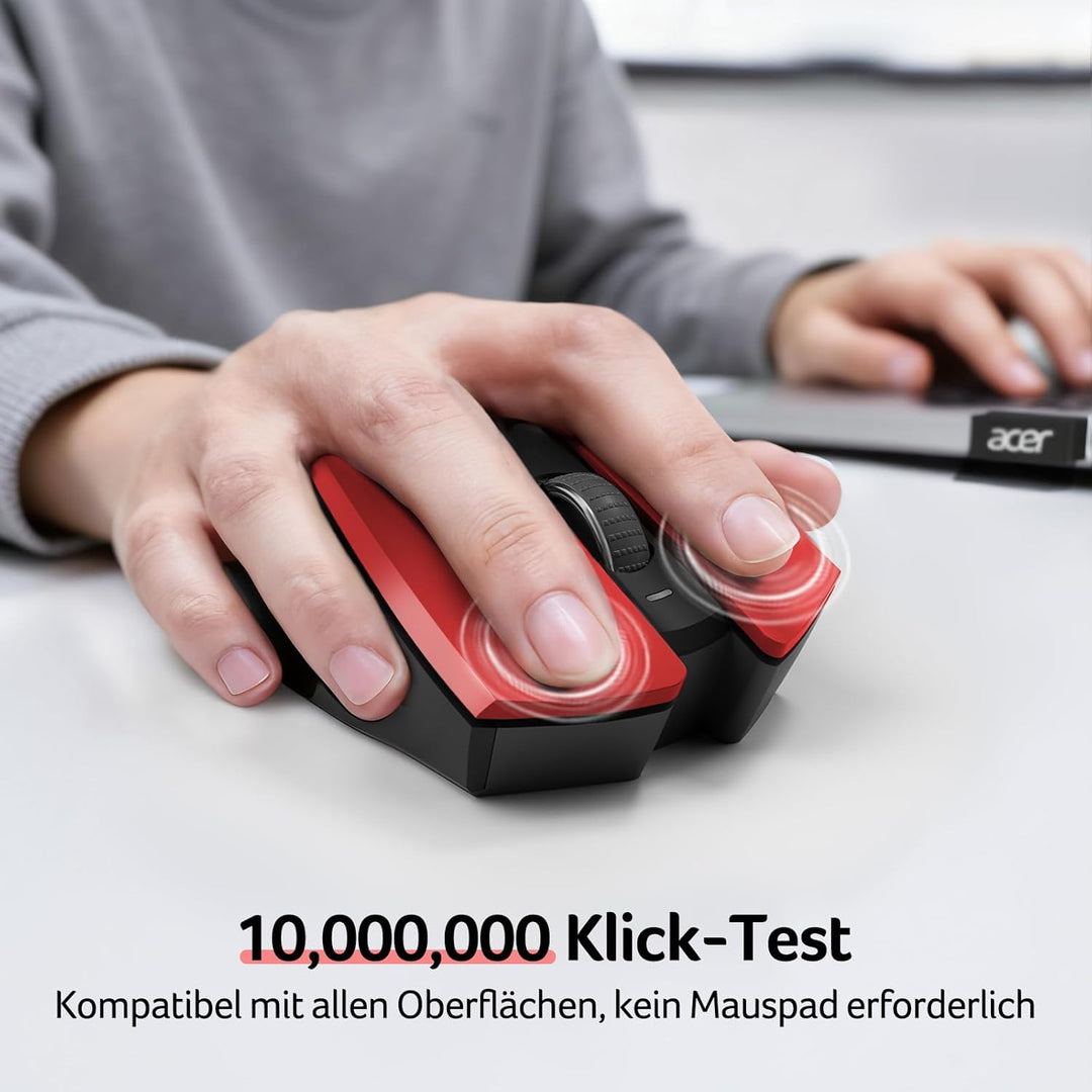 acer Maus Kabellos, 2.4GHz 1600 DPI Funkmaus, 3 Einstellbare DPI Wireless Mouse mit 6 Tasten, Batter
