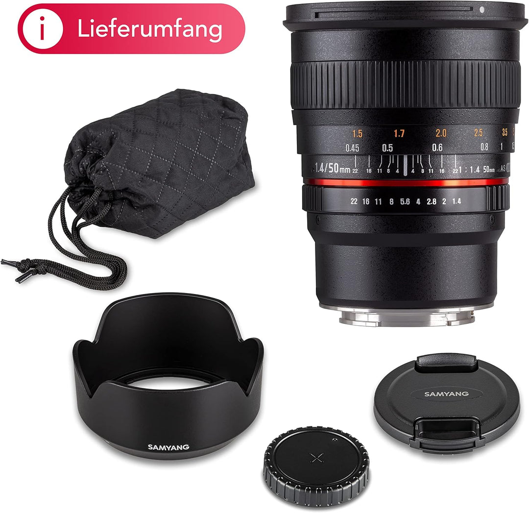 Samyang 50mm F1.4 Objektiv für Anschluss Fuji X, Fuji X