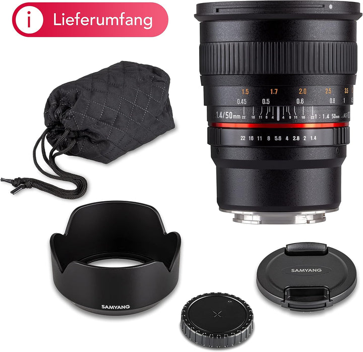 Samyang 50mm F1.4 Objektiv für Anschluss Fuji X, Fuji X