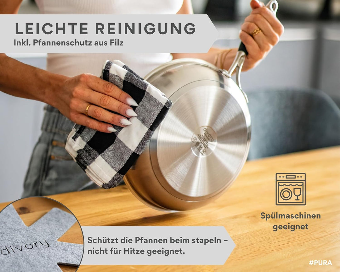 Edelstahlpfanne 20cm – Ohne PTFE &amp; PFOA, unbeschichtete Pfanne aus Edelstahl, Induktion geeignet, kl