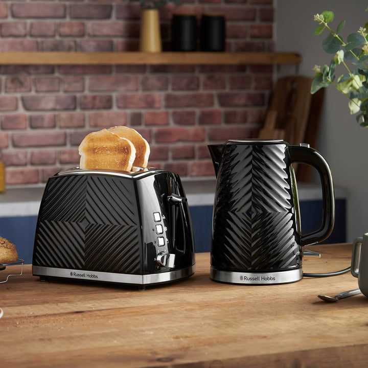 Russell Hobbs 26394 Strukturierter 2-Scheiben-Toaster im 3D-Touch-Design mit Einfrier-, Annullierung