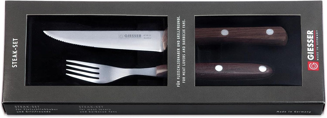 GIESSER seit 1776 - Made in Germany - Steakbesteck, 2 Teilig, Palisanderholz, genietet, rostfreier E