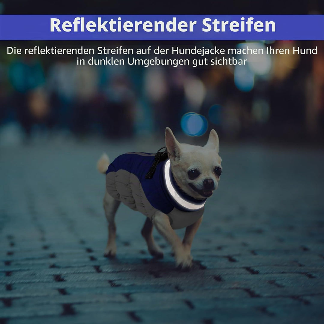 Wintermantel für Hunde, wasserdichte Jacke mit Trägern und Wollfutter, Kleidung für kleine und mitte