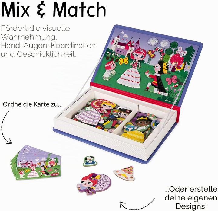 Janod J02725 Princesses Magneti'Book, Violett Prinzessinnen, Prinzessinnen