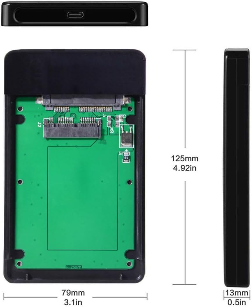 CY 1,8 Zoll Micro SATA 16pin 7 + 9 SSD zu externem Festplattengehäuse zu USB3.1 USB-C Black USB3.1 P