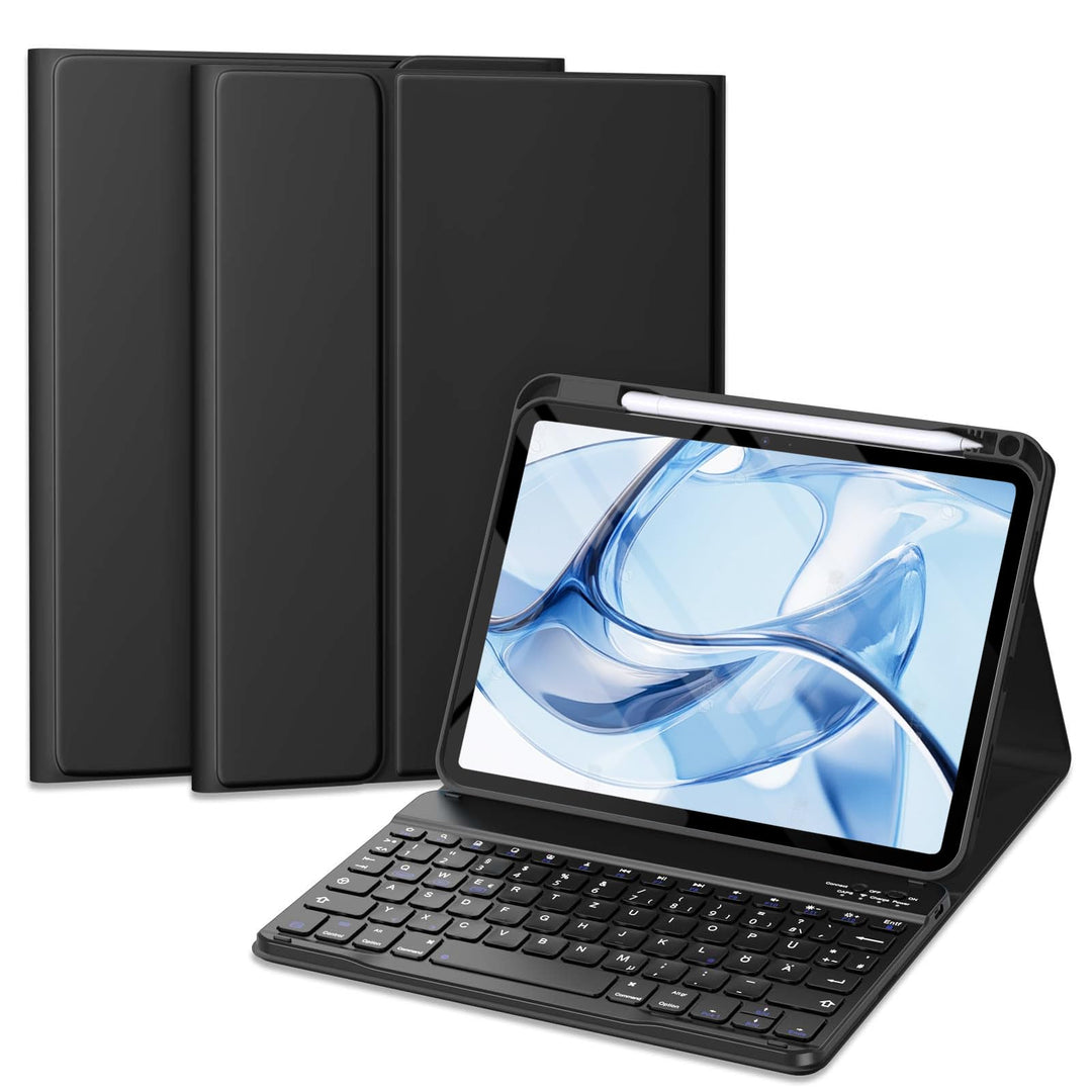 Vobafe Hülle mit Tastatur für iPad A16 11/10 Generation (2025/2022, 10,9/11 Zoll), Magnetisch Abnehm