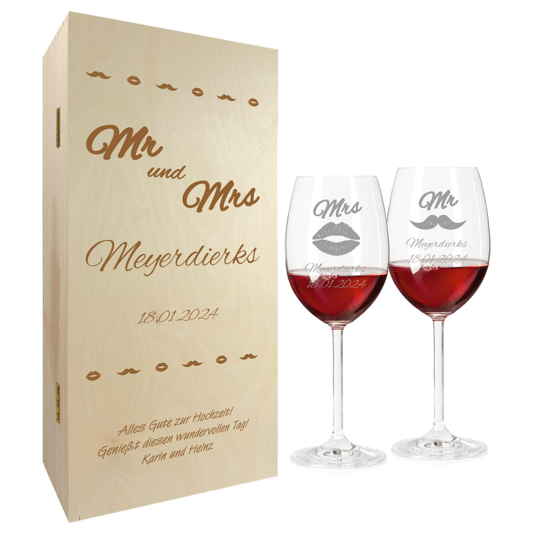 Geschenk zum Valentinstag – Wein Geschenksets – Weinglas mit Gravur 460ml – Hochzeitsgeschenke – Ges