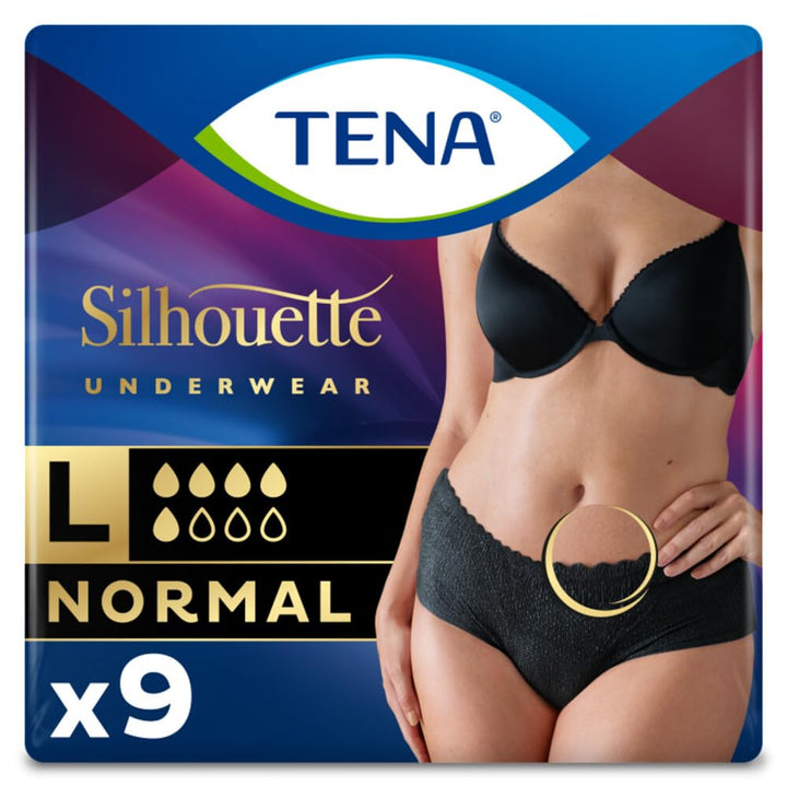 TENA Silhouette Normal Noir Inkontinenzunterhose, Grösse L