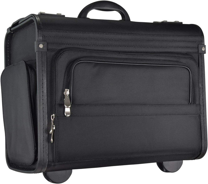Pilotenkoffer Aktenkoffer Laptop Trolley Koffer Polyester Schwarz 48 cm Bowatex