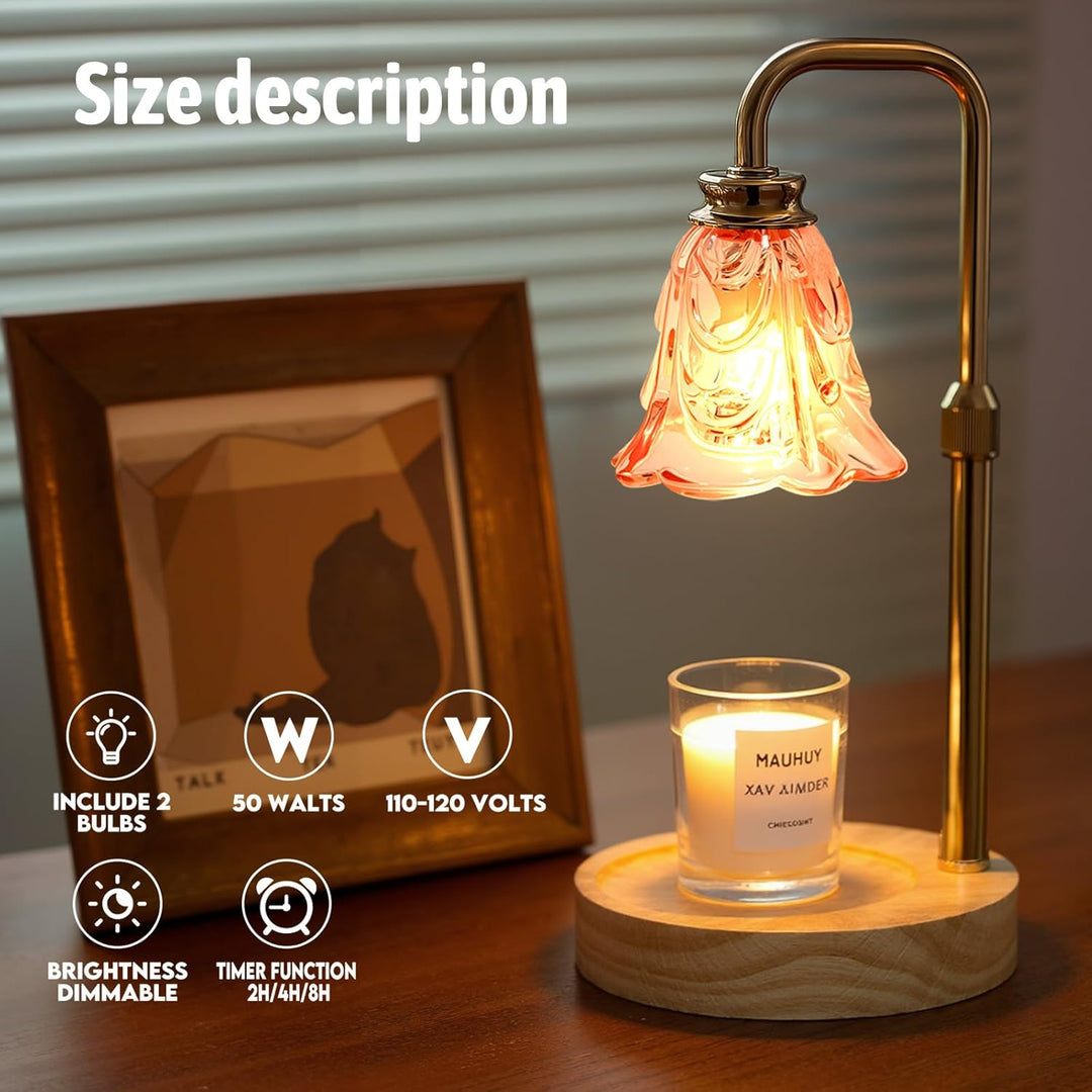 Candle Warmer Lamp with Timer Electric Adjustable Height Candle Warmer Dimmable Wax Warmer Lamp Jar