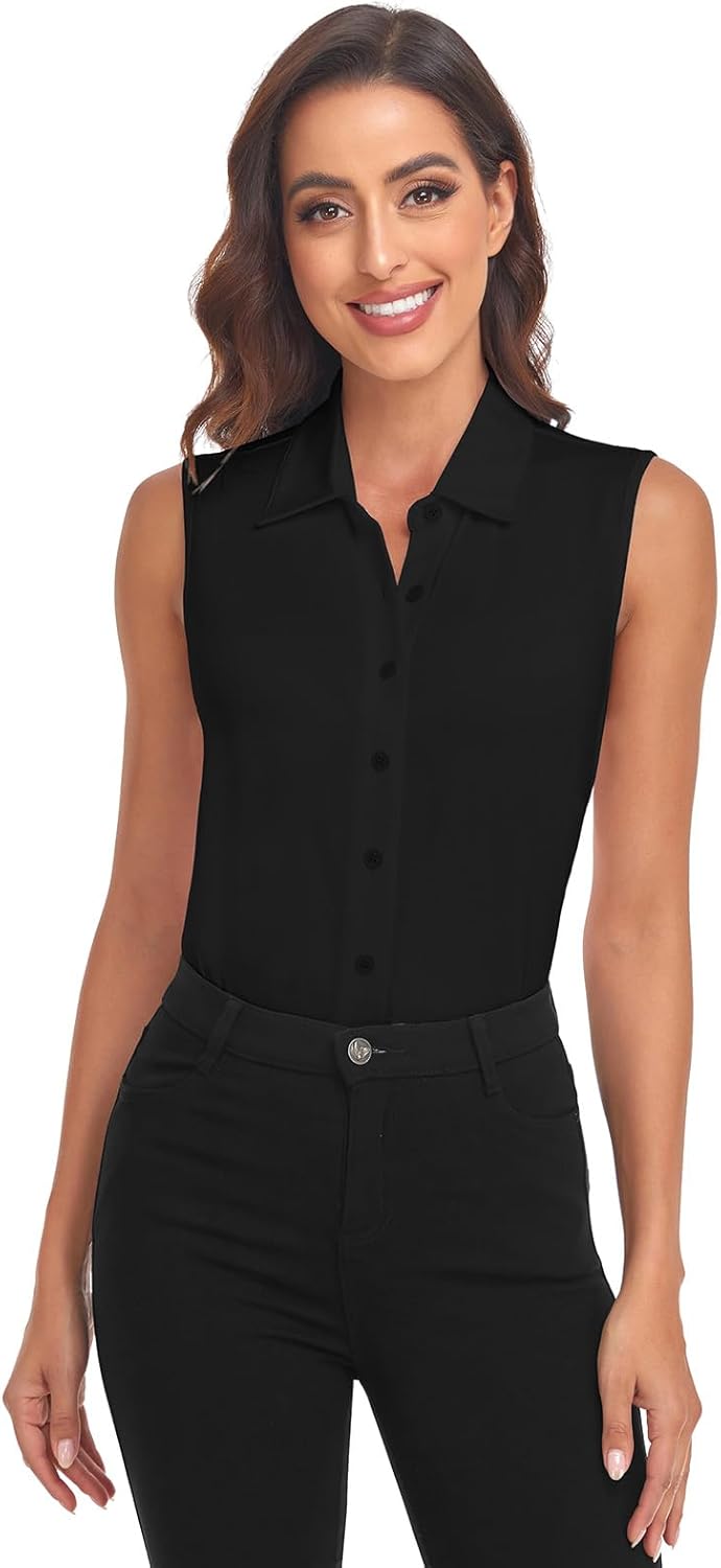 Soneven Bluse Damen Elegant Sport Tank Top mit Kragen Damen Ärmellos Poloshirt Golf Polo Sommer Ober