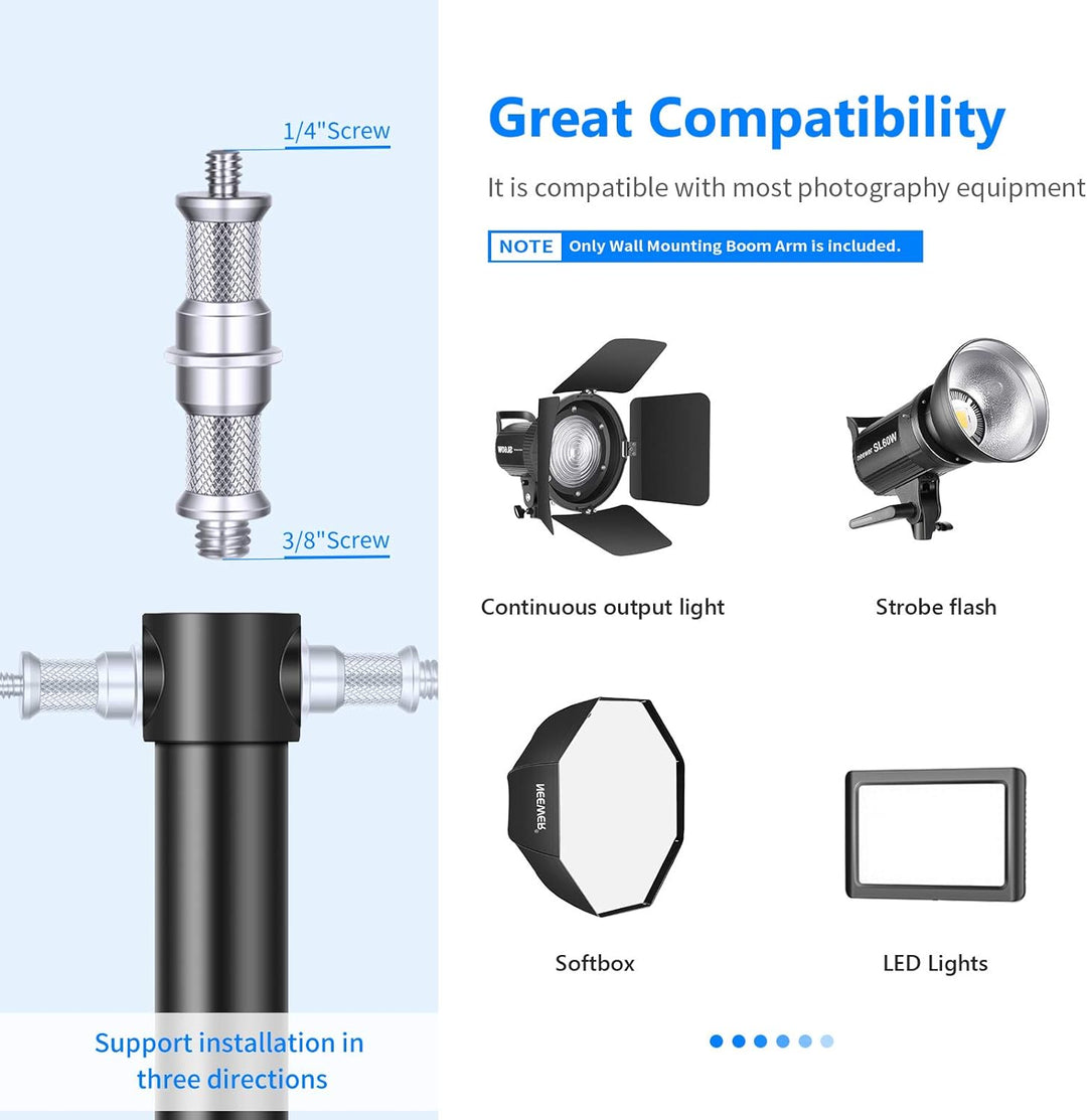 Neewer Wall Mounting Triangle Boom Arm für Ringlicht, Monolight, Softbox, Reflektor, Regenschirm und