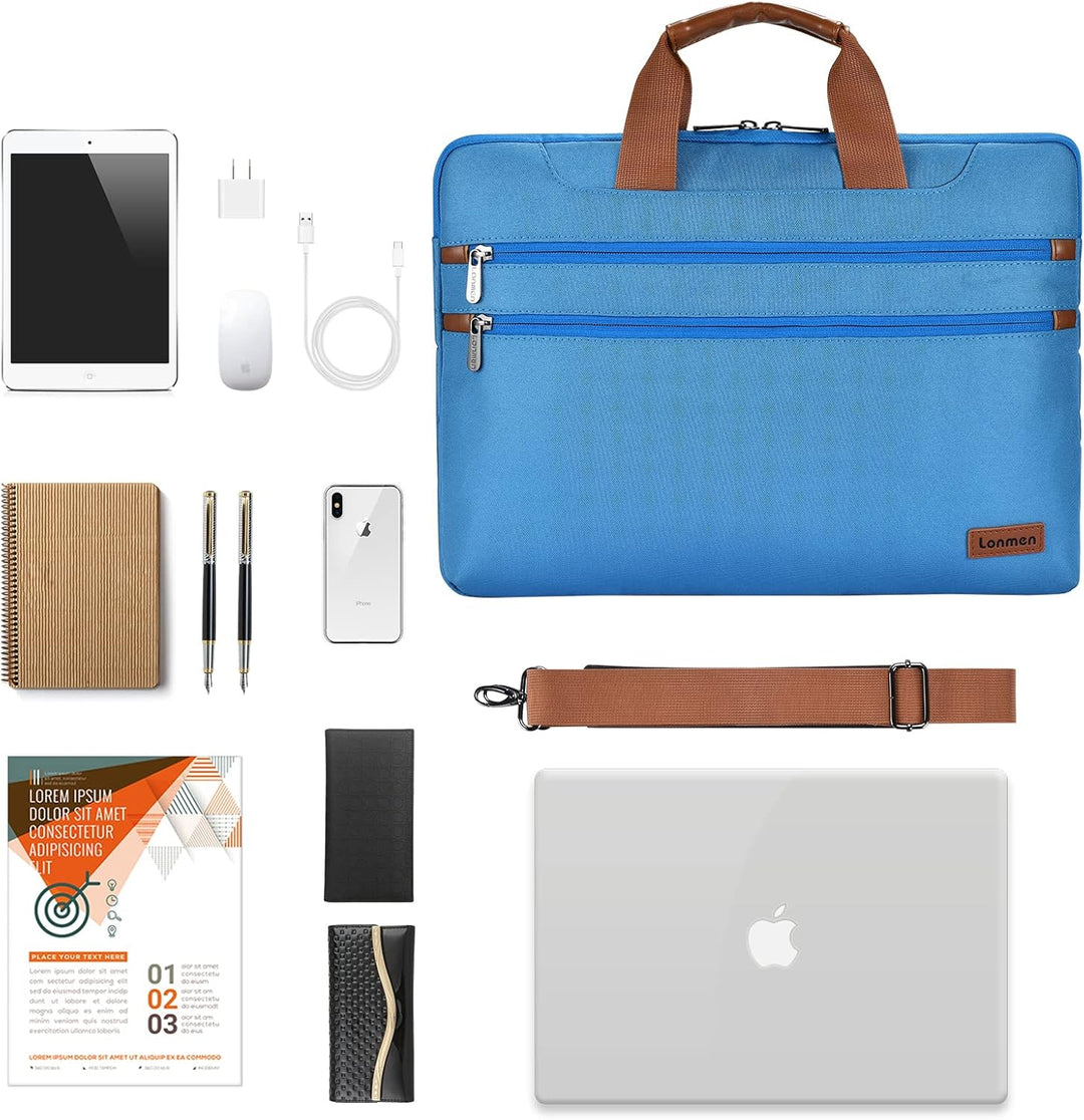 LONMEN 14 Zoll Laptop Hülle Wasserdicht Schultertasche Tasche Kompatibel mit 15" MacBook Pro 2019 /