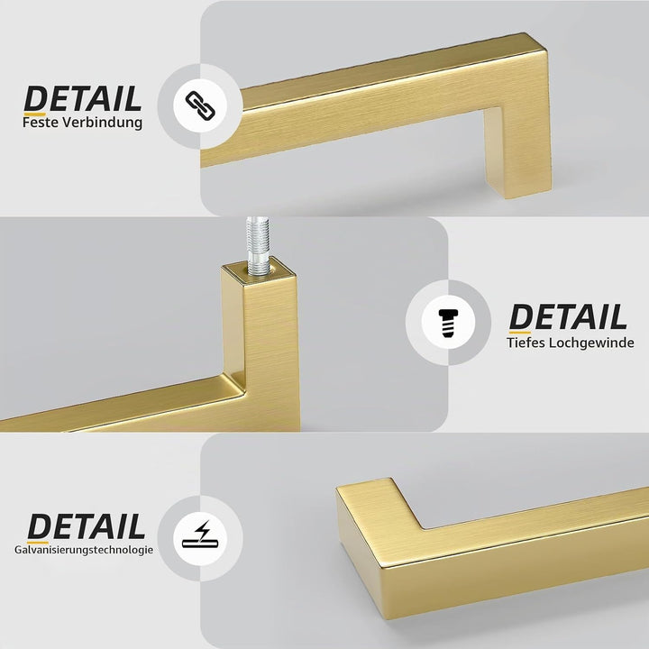 10 Stück goldenwarm Möbelgriffe Gold Griffe Küche Gold Möbelgriffe Edelstahl 192mm -LSJ12GD192 Griff