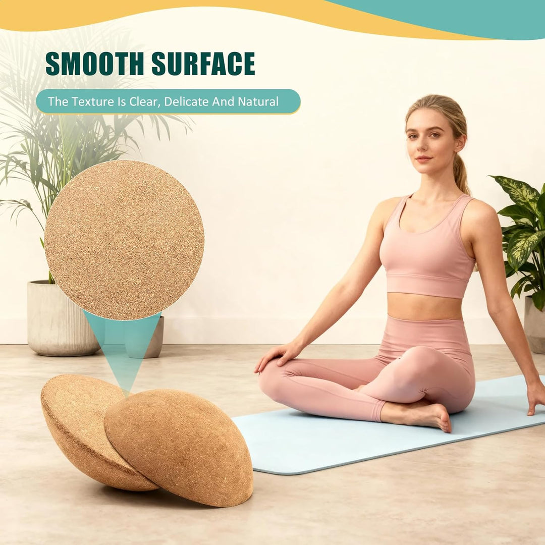Kork Halbkugel Balance Board 30cm, Rutschfest Wackelbrett für Gleichgewichtstraining bis 120kg, Halb