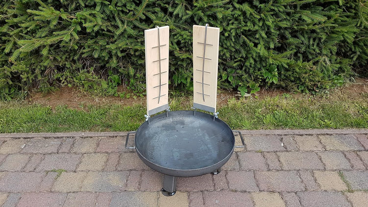 Czaja Feuerschale Ø 55 cm mit 2 er Set Flammlachsbrettern 2er Set Räucherbrett aus Buchenholz inkl.