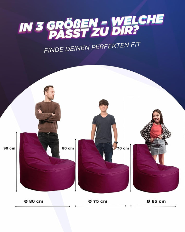 PATCH HOME Gamer Sessel mit Reissverschluss Lounge Kissen Sitzsack Sitzkissen Bean Bag In & Outdoor