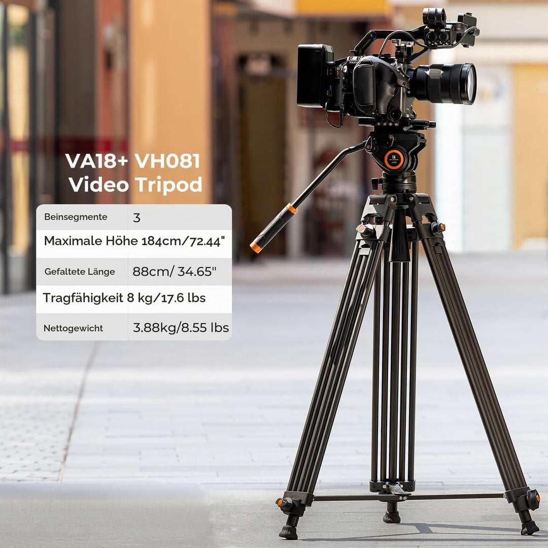K&amp;F Concept Video Stativ System mit 360° Fluidkopf, Heavy Duty Tripod, Alu Stativ 184cm für Kameras