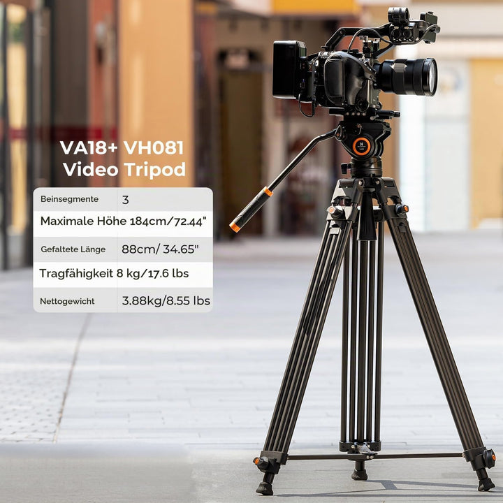 K&amp;F Concept Video Stativ System mit 360° Fluidkopf, Heavy Duty Tripod, Alu Stativ 184cm für Kameras