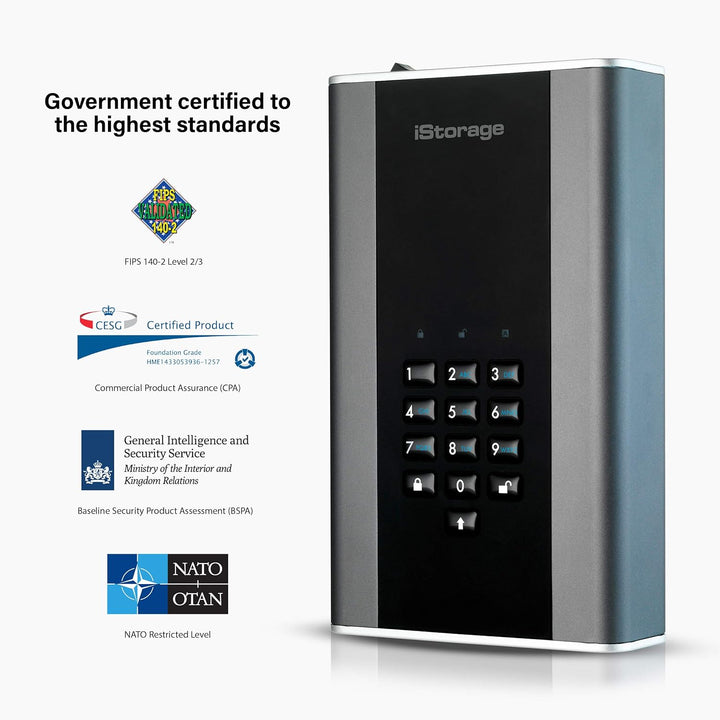 iStorage IS-DT2-256-10000-C-G 10TB diskAshur DT2 256-bit USB 3.1 Desktop Festplatte mit Hardwarevers
