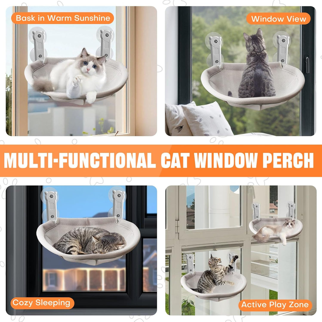 Homegroove Katzenfenster-Sitzplatz, 45 x 30 Zentimeter Faltbare Katzenhängematte für Fenster mit sta