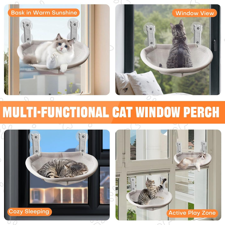 Homegroove Katzenfenster-Sitzplatz, 45 x 30 Zentimeter Faltbare Katzenhängematte für Fenster mit sta
