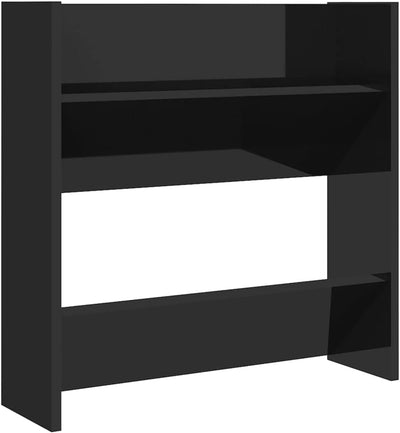 homiuse 2 Stück 60x18x60 cm Wand Schuhschrank mit 2 Kippböden Schuhregal Schmal Hochglanz Schwarz Sc