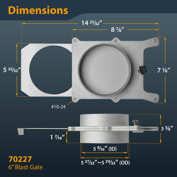 POWERTEC 70227-P2 15,2 cm Aluminium-Blastgitter für Staubsammler/Vakuumarmaturen, 2 Stück Alaun 15,2