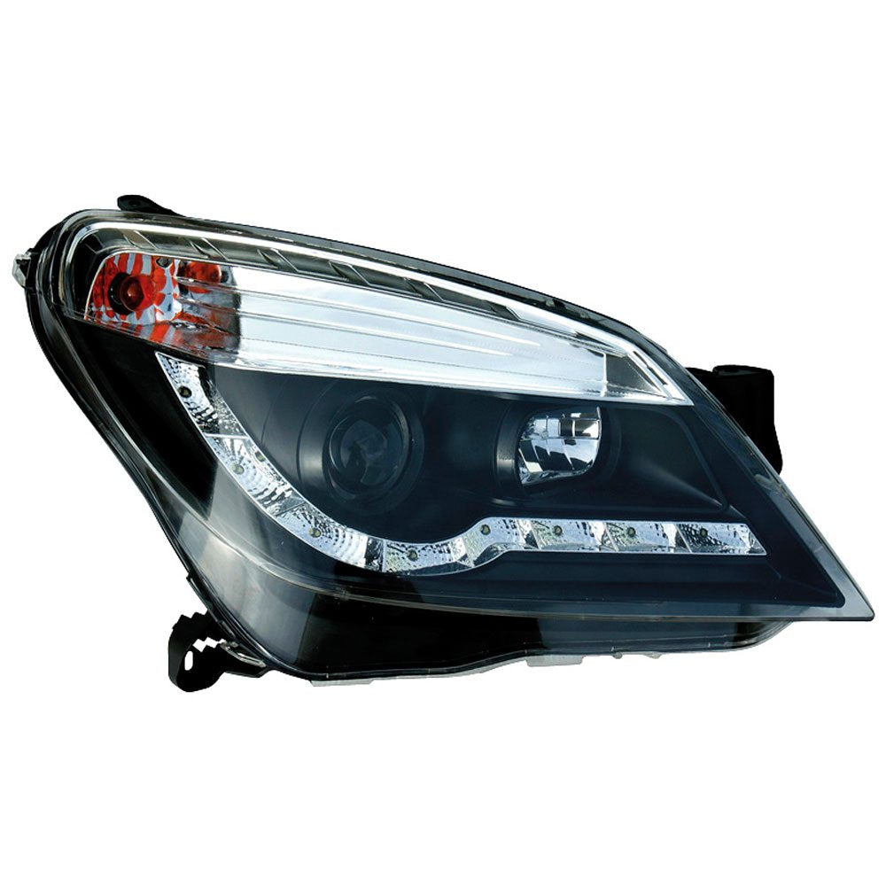 AUTO-STYLE Satz Scheinwerfer TFL-Look kompatibel mit Opel Astra H 2004-2009 - Schwarz