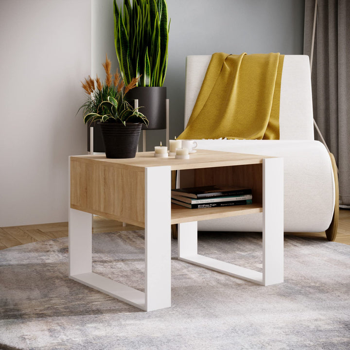 MRBLS Couchtisch – modernes rustikales Design – Wohnzimmer-Tisch Beistelltisch Kaffeetisch Sofatisch