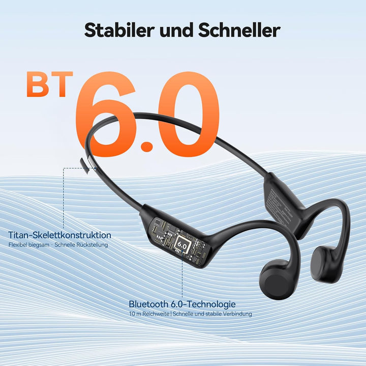 TECKNET Knochenschall Kopfhörer Bluetooth, Bone Conduction Headphones mit Mikrofon, Open Ear Sport K
