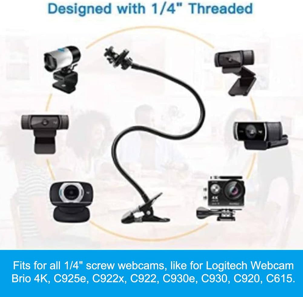 Faderr Webcam-Ständer, verbesserter flexibler Schwanenhals-Webcam-Arm, Kameraklemme Schwanenhals-Stä