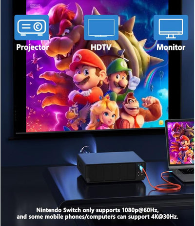 Switch Dock for Nintendo Switch OLED, 2 in 1 Switch TV Adapter with 4K HDMI Cable, Type C 100W Charg