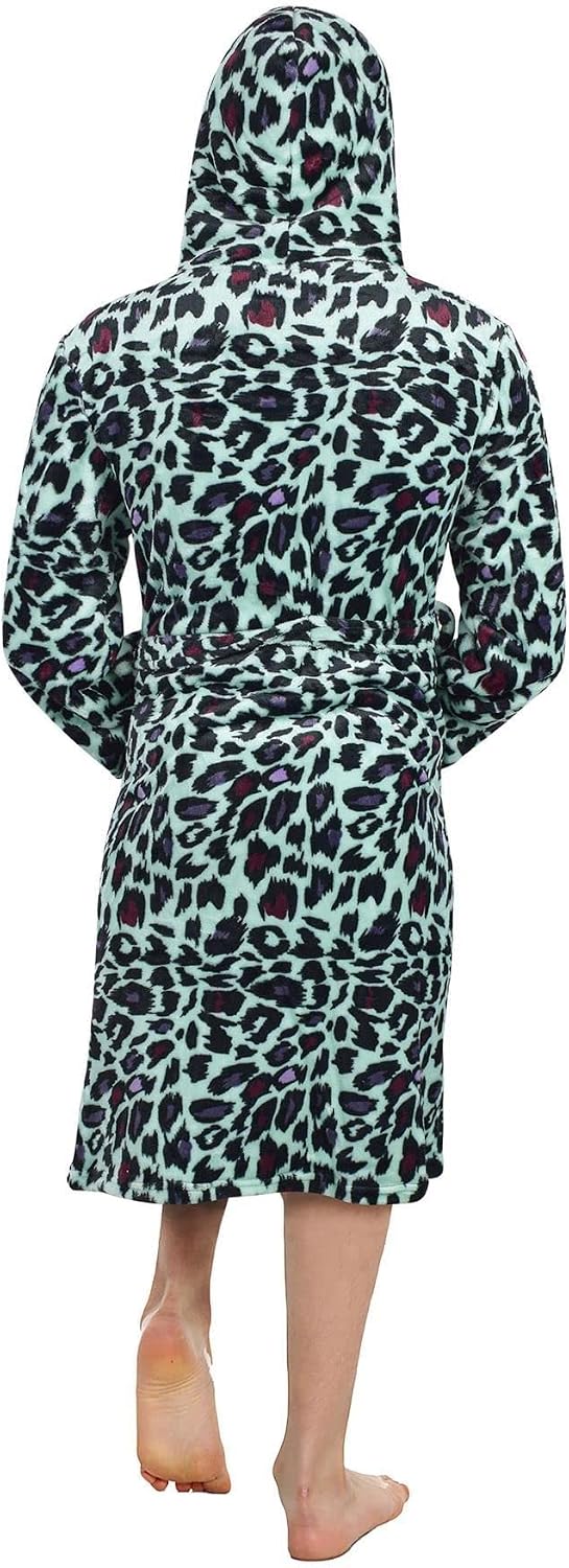 A2Z 4 Kids Sanft Leopard Druck Bademantel Dressing Kleid Nachtwäsche Vlies Vermummt Strand, Baden, S